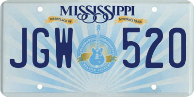 MS license plate JGW520