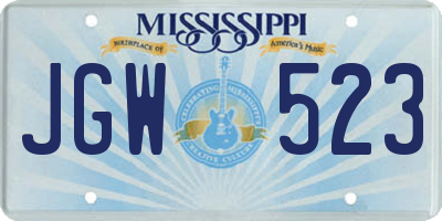 MS license plate JGW523