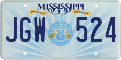 MS license plate JGW524