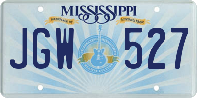 MS license plate JGW527
