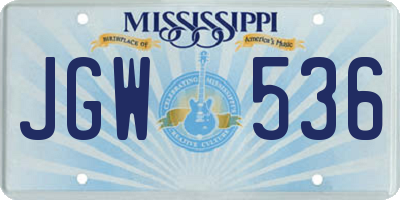 MS license plate JGW536