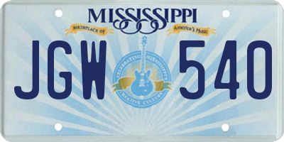 MS license plate JGW540