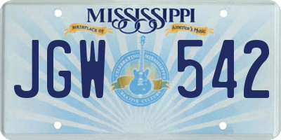 MS license plate JGW542