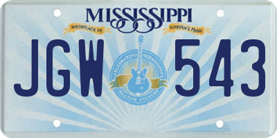 MS license plate JGW543
