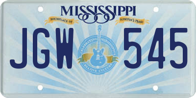 MS license plate JGW545