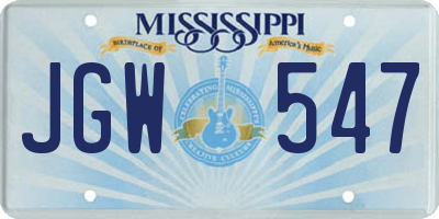 MS license plate JGW547
