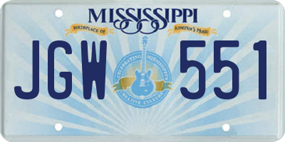 MS license plate JGW551