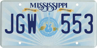 MS license plate JGW553