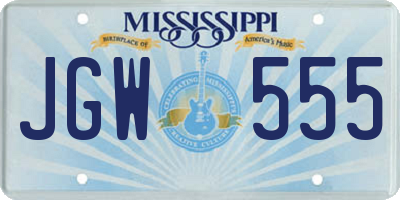 MS license plate JGW555