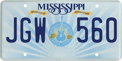 MS license plate JGW560