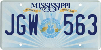 MS license plate JGW563