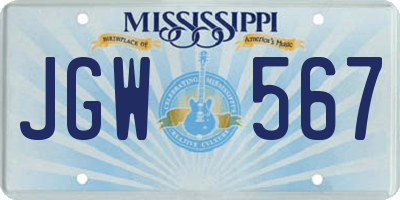 MS license plate JGW567