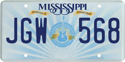MS license plate JGW568