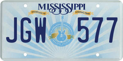 MS license plate JGW577