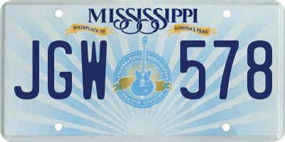 MS license plate JGW578