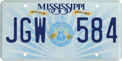 MS license plate JGW584