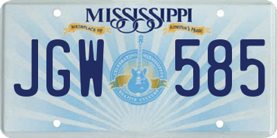 MS license plate JGW585