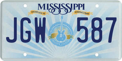 MS license plate JGW587