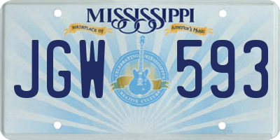 MS license plate JGW593