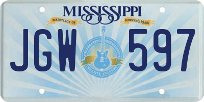 MS license plate JGW597