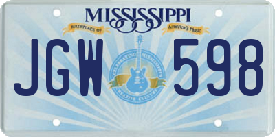 MS license plate JGW598