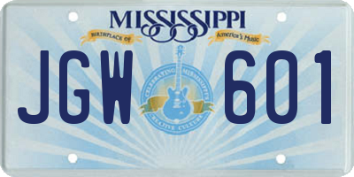 MS license plate JGW601
