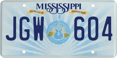 MS license plate JGW604