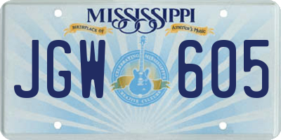 MS license plate JGW605