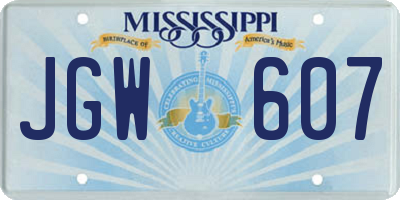 MS license plate JGW607