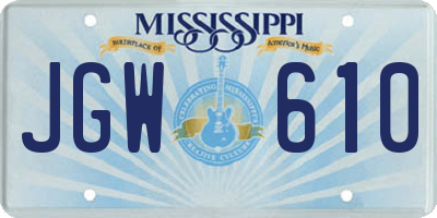 MS license plate JGW610