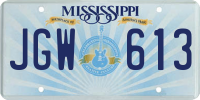 MS license plate JGW613