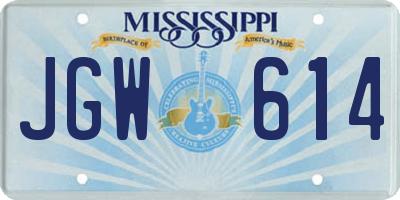 MS license plate JGW614