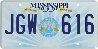MS license plate JGW616