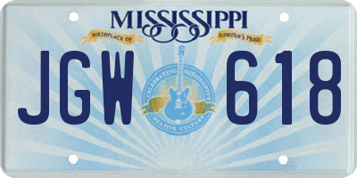 MS license plate JGW618