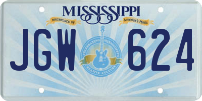 MS license plate JGW624