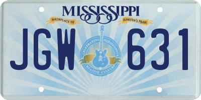 MS license plate JGW631