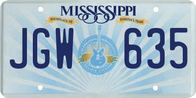 MS license plate JGW635