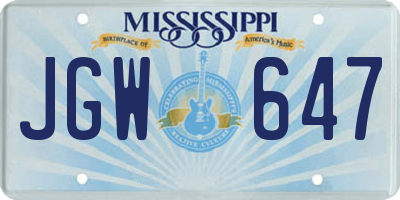 MS license plate JGW647