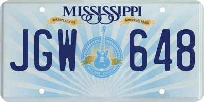 MS license plate JGW648