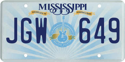 MS license plate JGW649