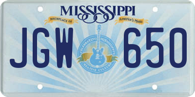 MS license plate JGW650