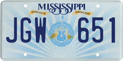 MS license plate JGW651