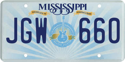 MS license plate JGW660