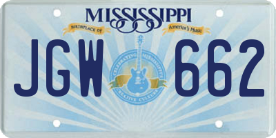 MS license plate JGW662
