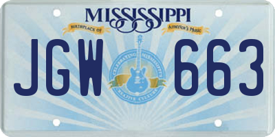 MS license plate JGW663