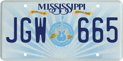 MS license plate JGW665