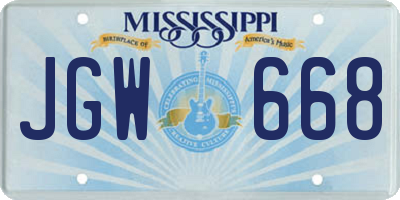 MS license plate JGW668