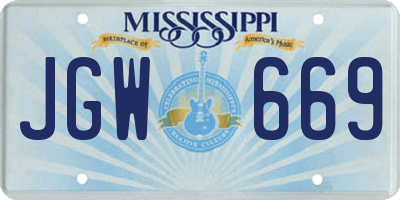 MS license plate JGW669