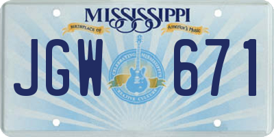 MS license plate JGW671