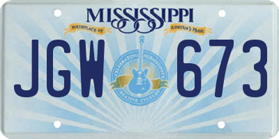 MS license plate JGW673